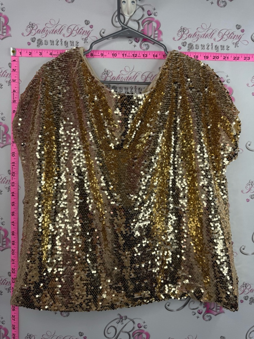 T-shirt Gold Sequin Women's Top - Shimmer Short Sleeve Blouse